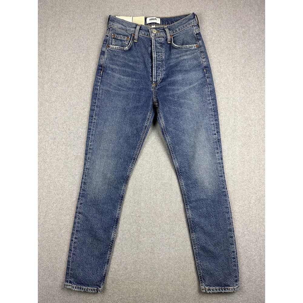 AGOLDE Nico Jeans Womens 24 Blue Medium Wash High Rise Skinny Button Fly NWT - Picture 1 of 13